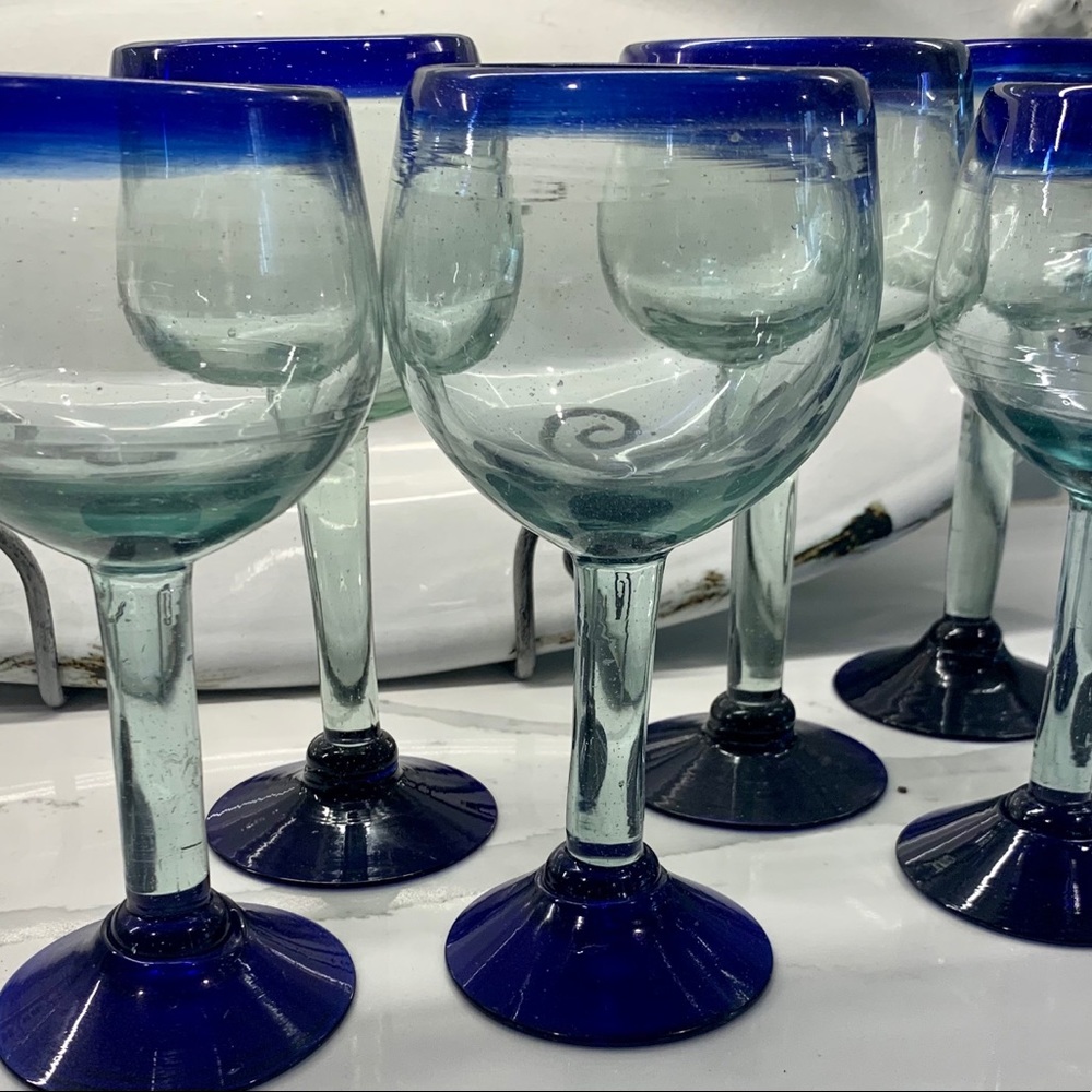 SOLD!Hand blown Mexican glass goblets SOLD!